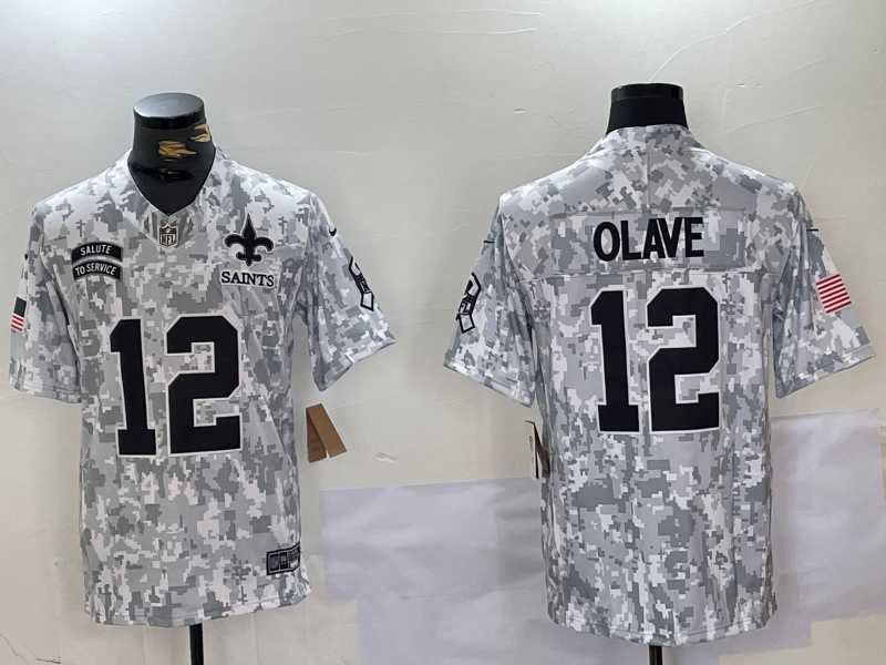 Men%27s New Orleans Saints #12 Chris Olave Arctic Camo 2024 FUSE Salute to Service Limited Stitched Jersey Dzhi